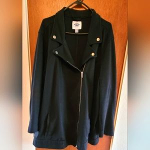 Old Navy, Black Moto Jacket, Size 4x, Zippers and Snaps